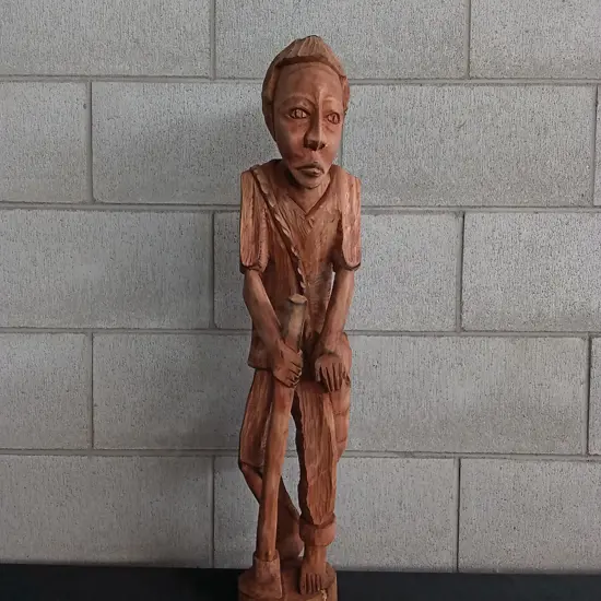 HAND CARVED AFRICAN WOODEN SCULPTURE, HEIGHT 76CM