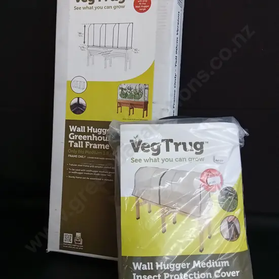 BRAND NEW VEGTRUG WALL HUGGER MEDIUM GREENHOUSE TALL FRAME AND INSECT PROTECTION COVER