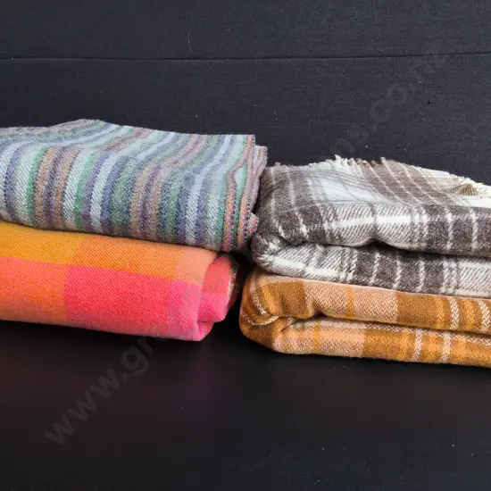 4 WOOLEN THROW BLANKETS