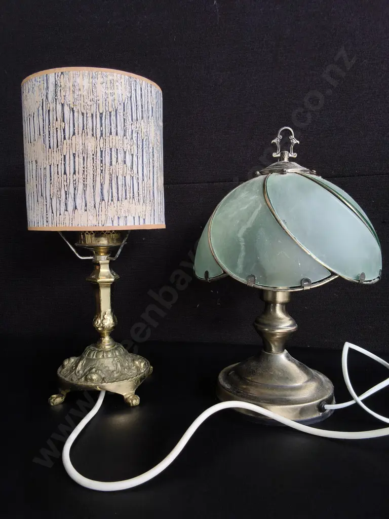 PAIR OF VINTAGE BRASS TABLE LAMPS, TALLEST H 41 CM Image 1++