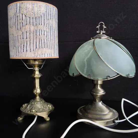 PAIR OF VINTAGE BRASS TABLE LAMPS, TALLEST H 41 CM