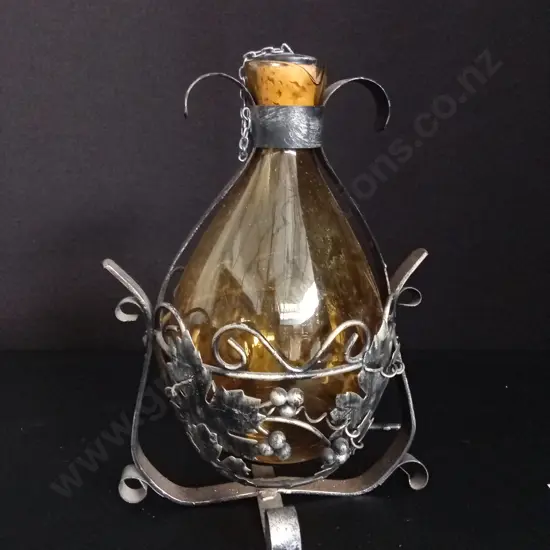 METAL AND GLASS JUG H30CM