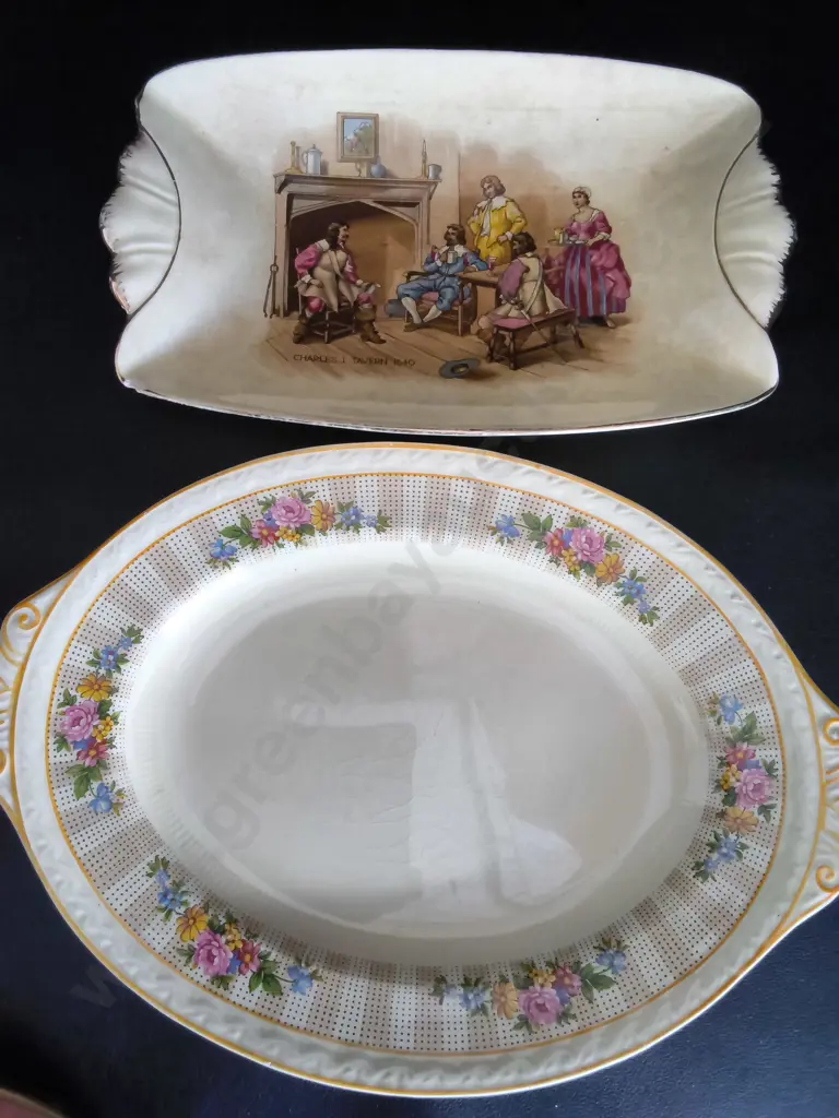 4 SERVING DISHES LONGEST L29CM INCLUDING ROYAL DOULTON, ROYAL WINTON, ROYAL STRATFORD AND AN EMBROIDERED IMAGE Image 1++