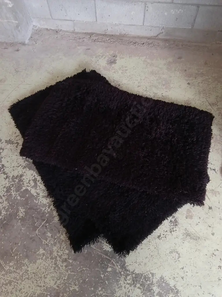 3X BLACK SHAGGY RECTANGULAR RUGS, 120CM X 75CM Image 1++