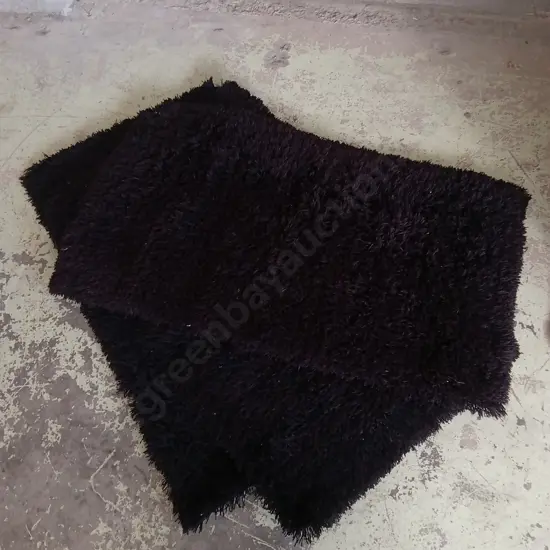 3X BLACK SHAGGY RECTANGULAR RUGS, 120CM X 75CM