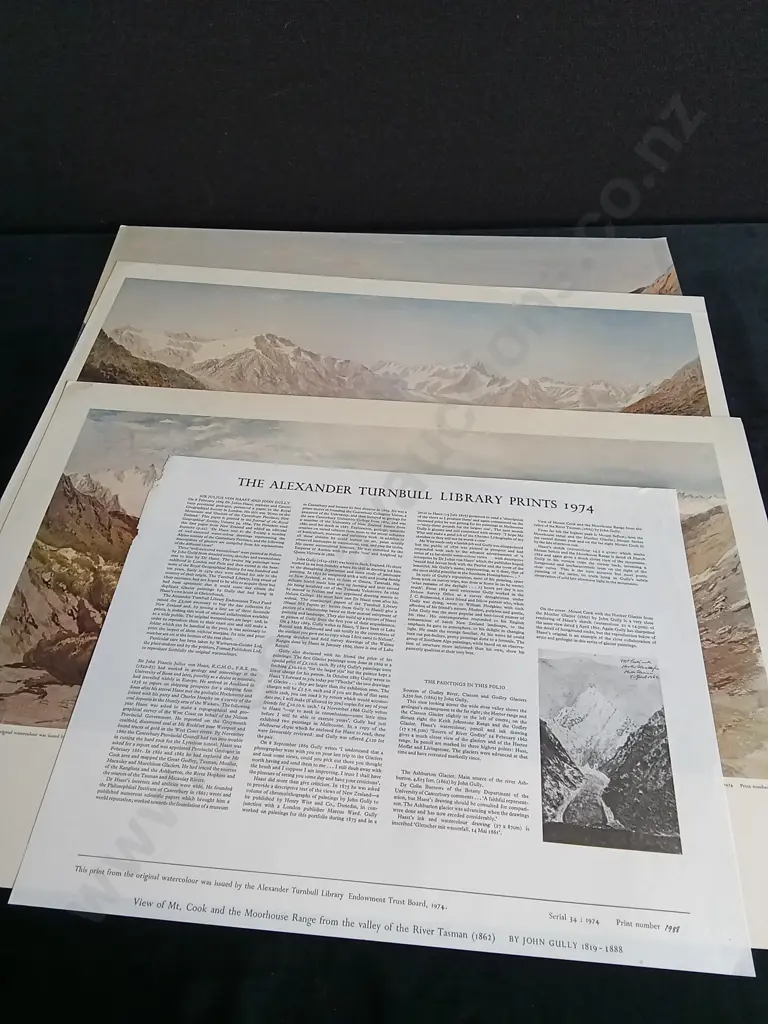 3 VINTAGE PRINTS BY JOHN GULLY, THE ALEXANDER TURNBULL LIBRARY PRINTS 1974 Image 1++