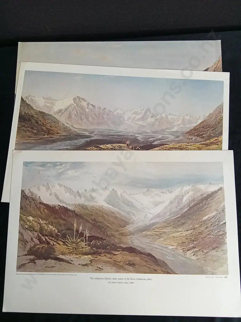 3 VINTAGE PRINTS BY JOHN GULLY, THE ALEXANDER TURNBULL LIBRARY PRINTS 1974 Image 1++
