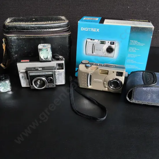 DIGITREX DIGITAL CAMERA WITH CASE, AND VINTAGE KODAK INSTAMATIC X-35 FILM CAMERA