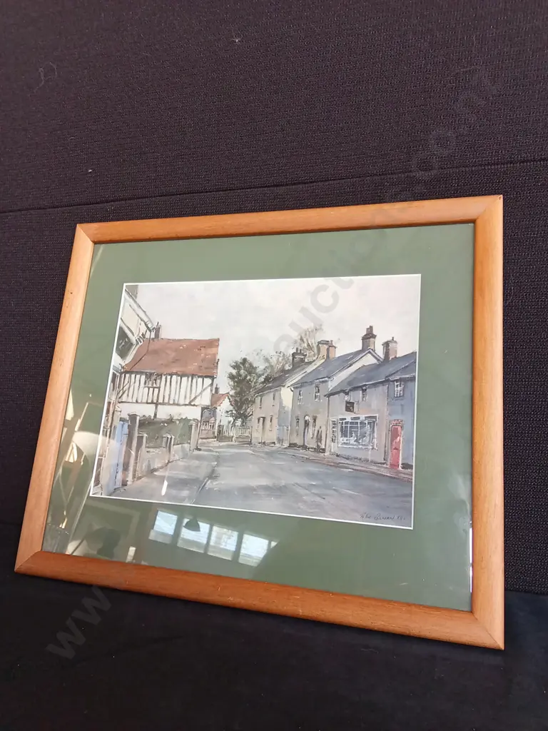 FRAMED PETER GILMAN 1984 BRITISH LANDSCAPE ARTWORK AND A SHARK PRINT BY BECKY MCEWEN Image 1++