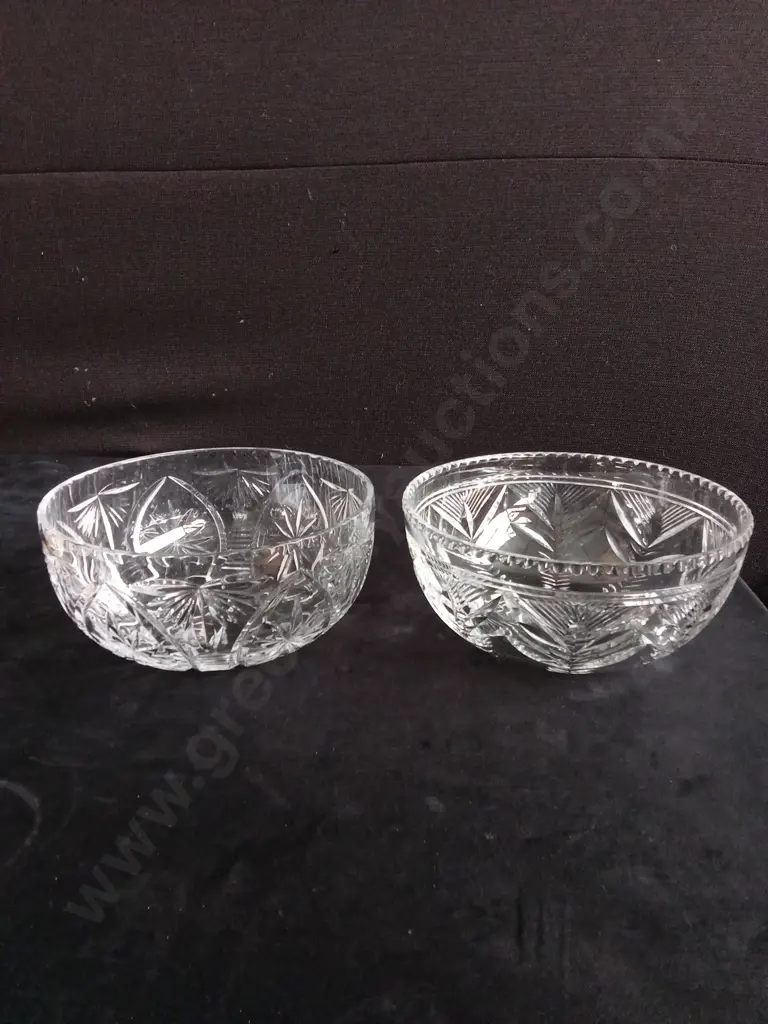 2 VINTAGE CRYSTAL GLASS BOWLS H8.5CM Image 1++
