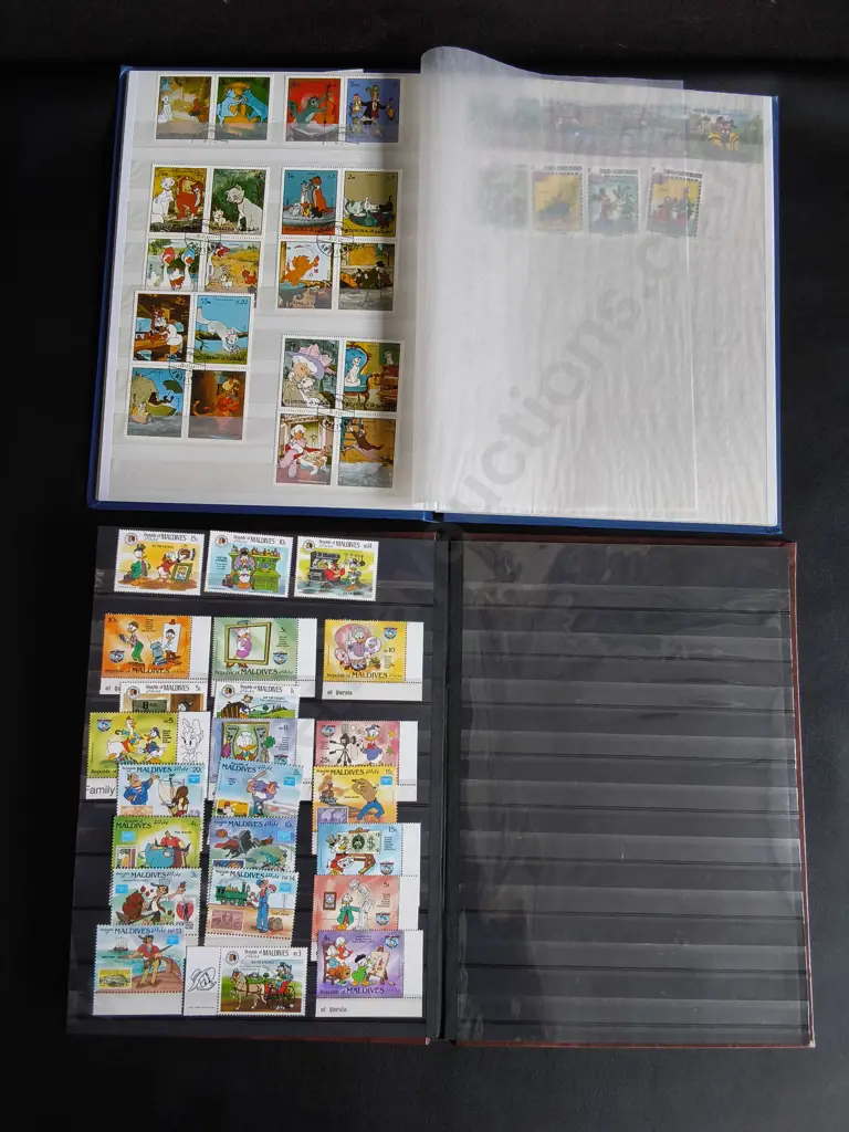 PAIR OF STAMP BOOKS, VINTAGE DISNEY STAMP COLLECTIONS Image 1++