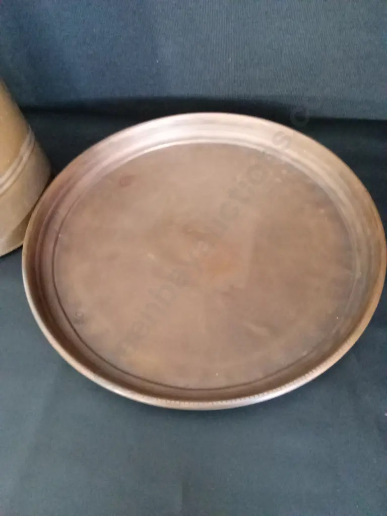 MIDDLE EASTERN BRASS TRAY DIA 45CM AND A SCUTTLE H37CM Image 1++