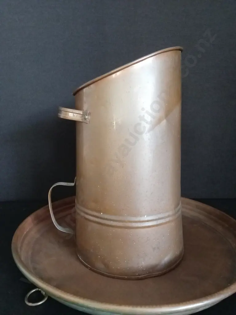 MIDDLE EASTERN BRASS TRAY DIA 45CM AND A SCUTTLE H37CM Image 1++