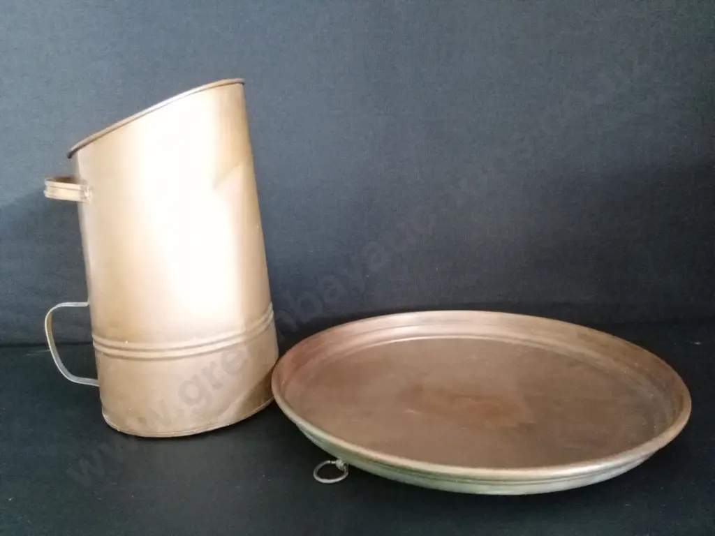 MIDDLE EASTERN BRASS TRAY DIA 45CM AND A SCUTTLE H37CM Image 1++