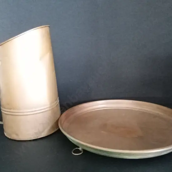 MIDDLE EASTERN BRASS TRAY DIA 45CM AND A SCUTTLE H37CM