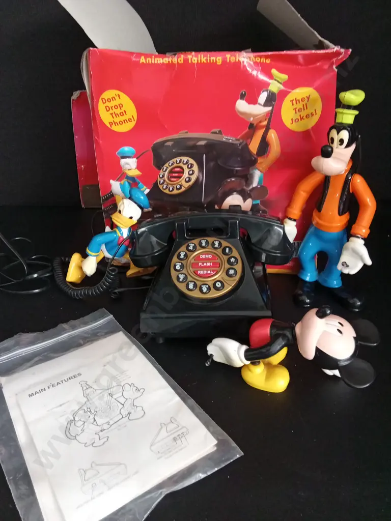 VINTAGE MICKEY MOUSE AND FRIENDS TELEPHONE WITH BOX Image 1++