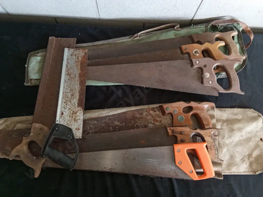 COLLECTION OF 8 VINTAGE SAWS WITH CASES Image 1++