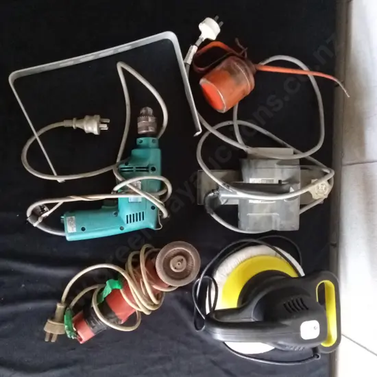 COLLECTION OF WORKING CORDED TOOLS AND OIL CAN