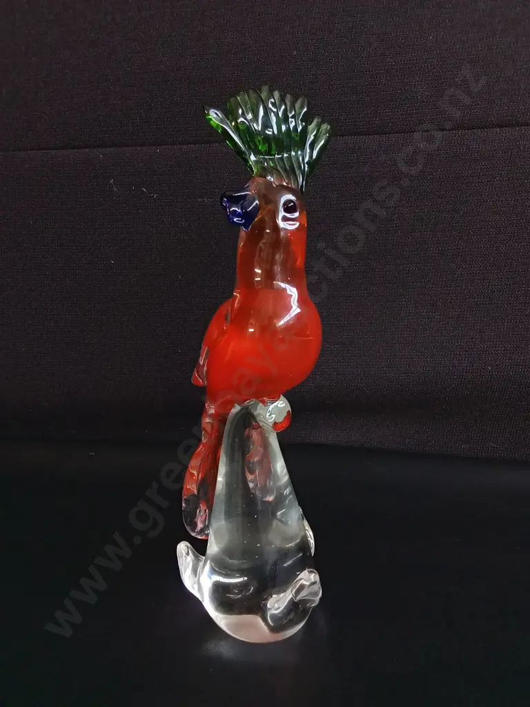 MURANO STYLE GLASS COCKATOO FIGURINE, H 28 CM Image 1++