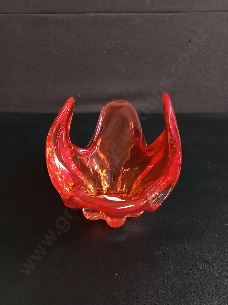 MID-CENTURY FREEFORM JAPANESE HINERI GLASS BOWL L30CM H17CM Image 1++