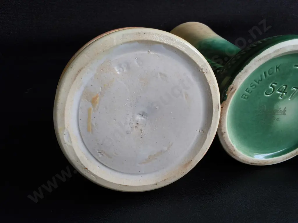 VINTAGE ART DECO ENGLISH POTTERY, 3 VASES, INCLUDING BESWICK, TALLEST H 24 CM Image 1++