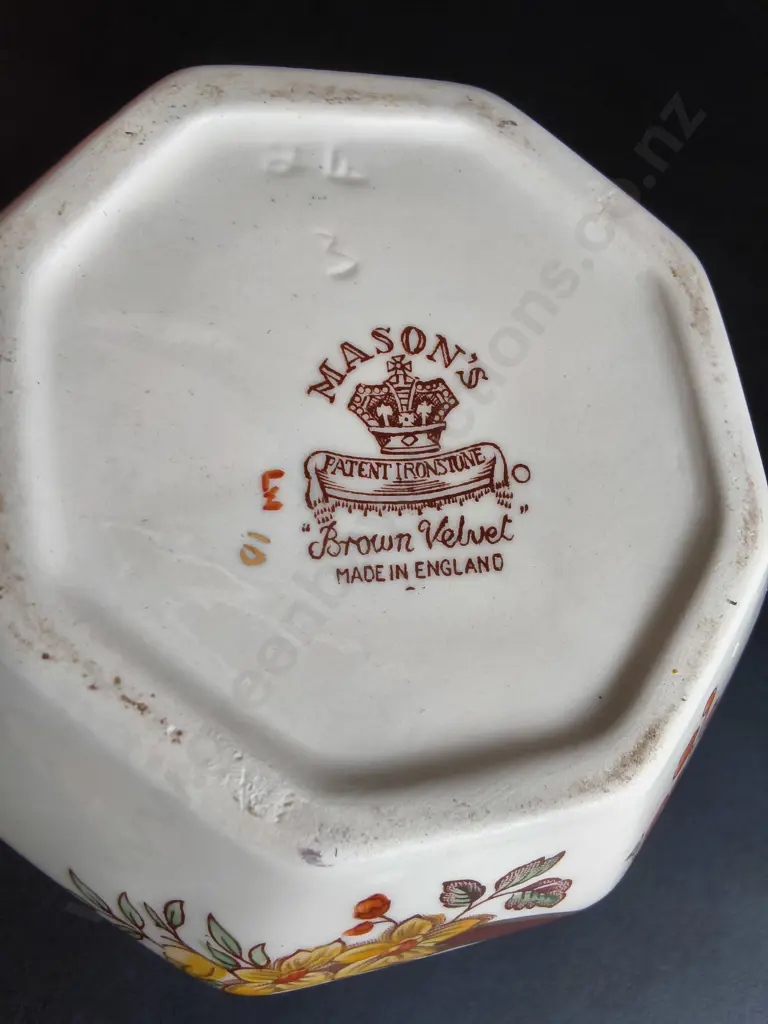 VINTAGE MASONS IRONSTONE "BROWN VELVET" VASE H15CM Image 1++