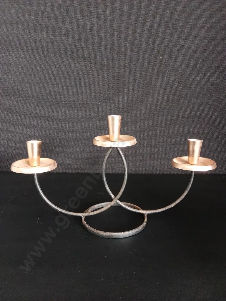VINTAGE CANDELABRA, BOOMERANG ASHTRAY AND 2 GLASSES Image 1++