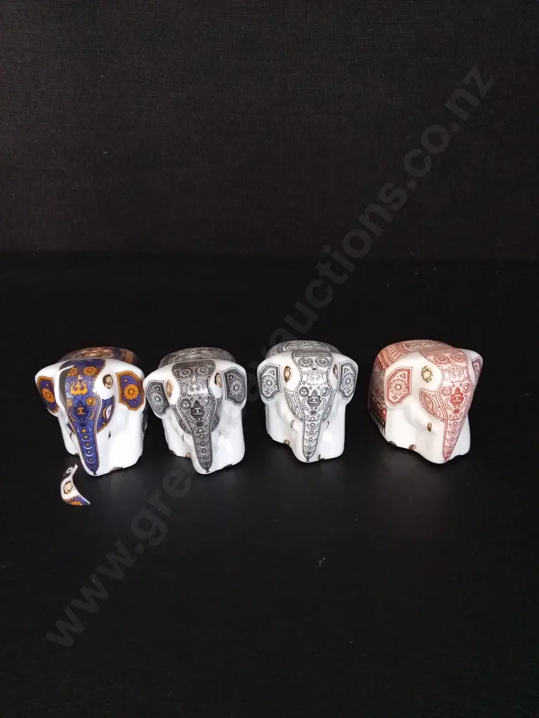 6 MINIATURES TALLEST 3CM AND 4 PORCELAIN ELEPHANTS H5CM ONE BROKEN, PIECE INCLUDED Image 1++