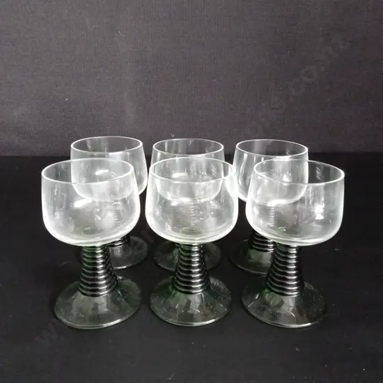 6 VINTAGE ROMER WINE GLASSES H10.5CM