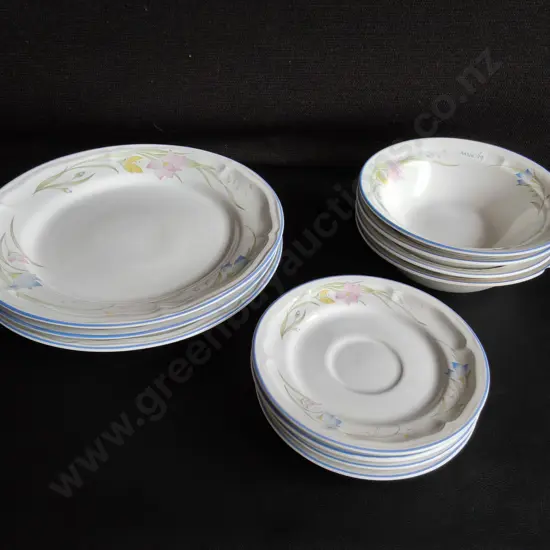 VINTAGE FRENCH GARDEN GENUINE STONEWARE PLATES AND BOWLS