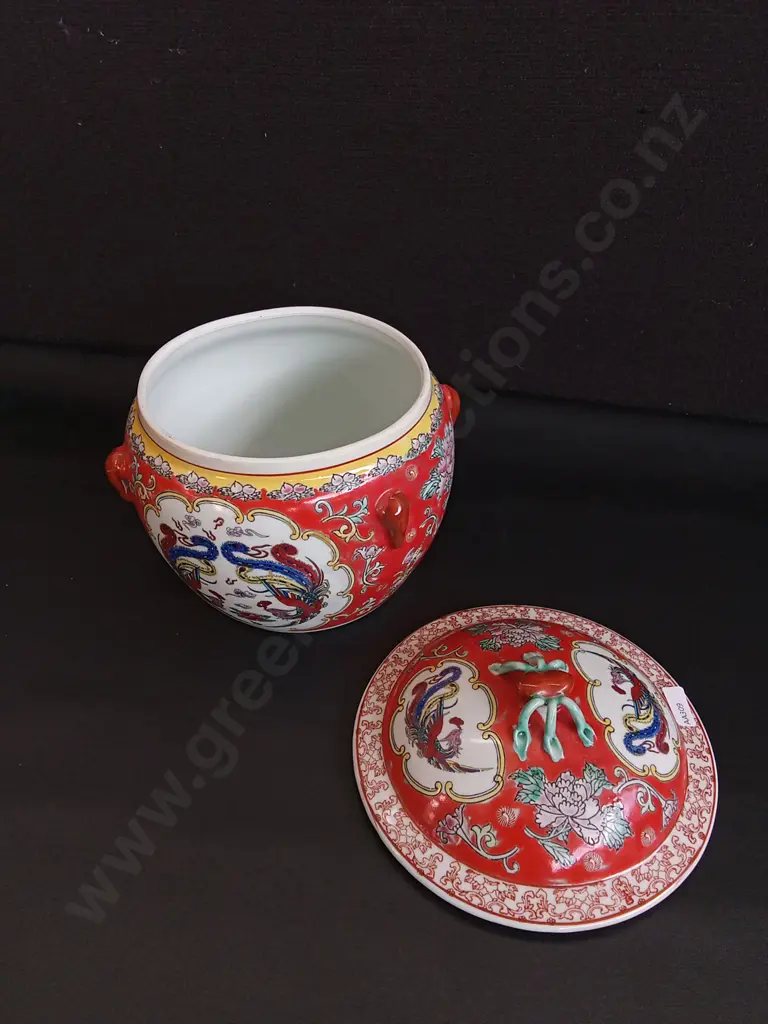 CHINESE PARANAKAN STYLE KAMCHENG COVERED LIDDED JAR, H 22 CM Image 1++