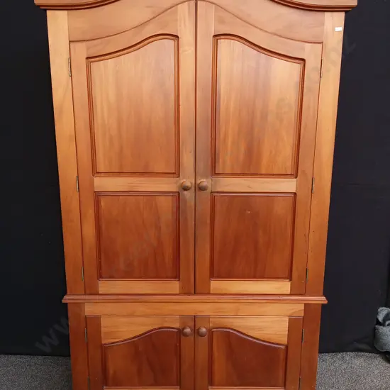 WOODEN CABINET WITH SHELVES, H 203CM X W 117CM X D 48CM