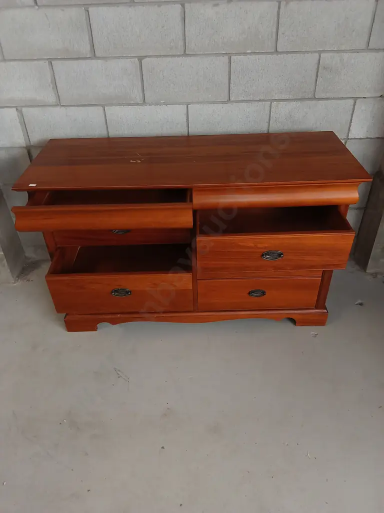 CLASSIC WOODEN 8 DRAWER LOWBOY, L 131CM X W 50CM X H 80CM Image 1++