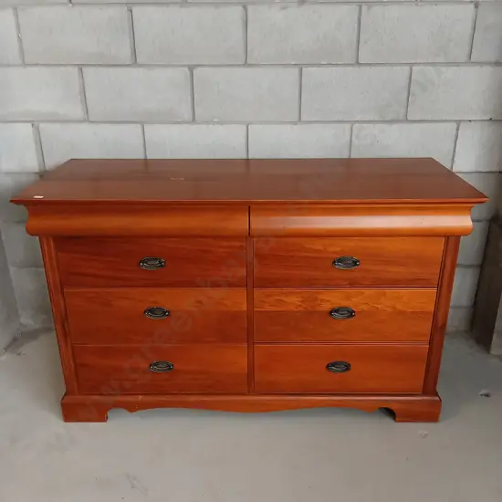 CLASSIC WOODEN 8 DRAWER LOWBOY, L 131CM X W 50CM X H 80CM