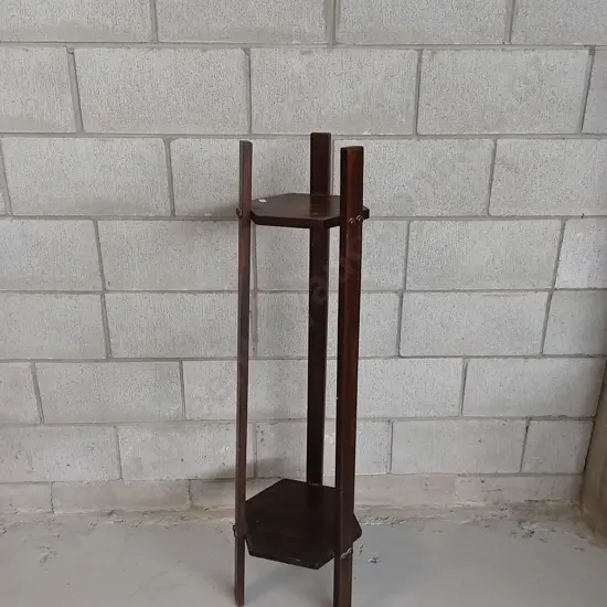 VINTAGE DARK WOOD PLANT STAND, HEIGHT 114CM