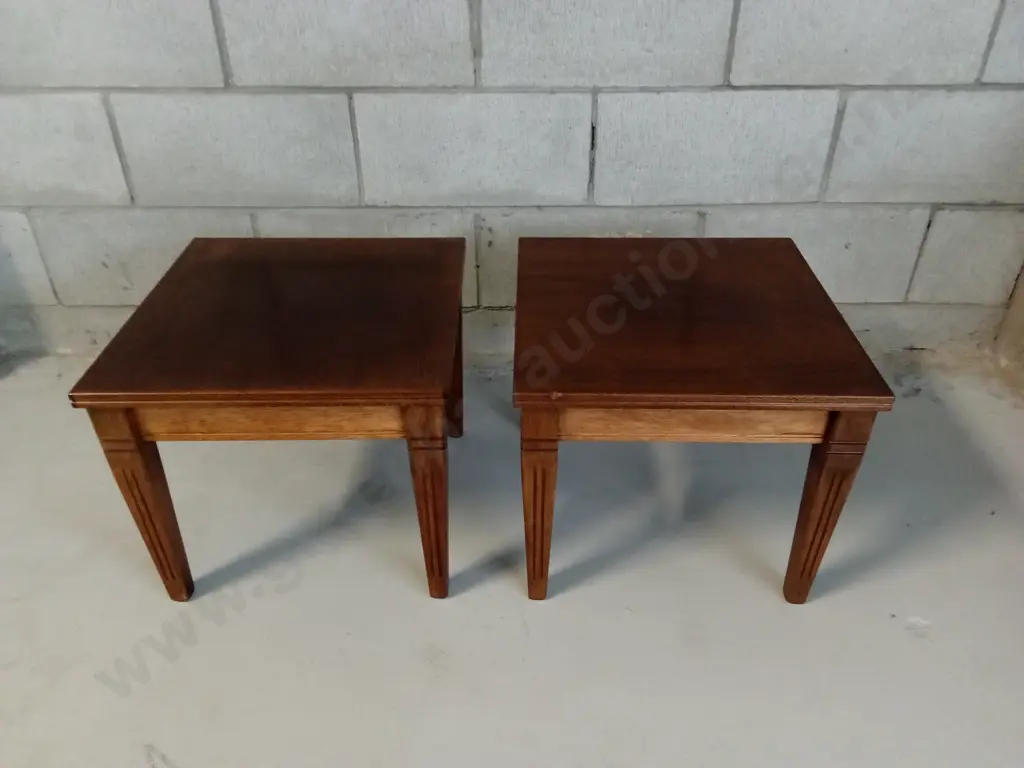 PAIR MID CENTURY MODERN WOODEN SIDE TABLES, 41CM X 41CM X 37CM Image 1++