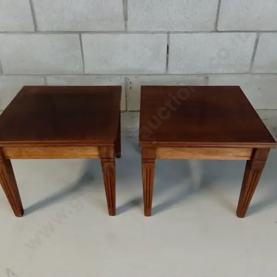PAIR MID CENTURY MODERN WOODEN SIDE TABLES, 41CM X 41CM X 37CM