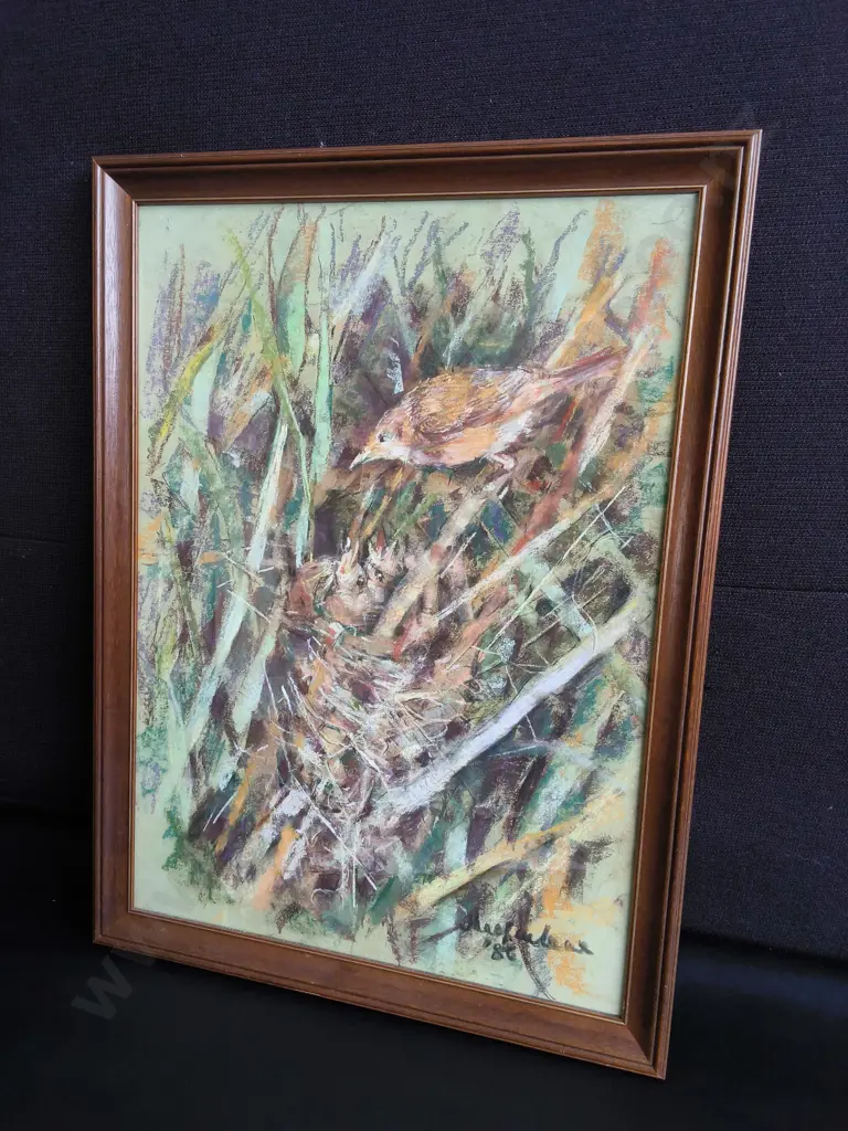 FRAMED OIL PASTEL ARTWORK, H 60 CM Image 1++