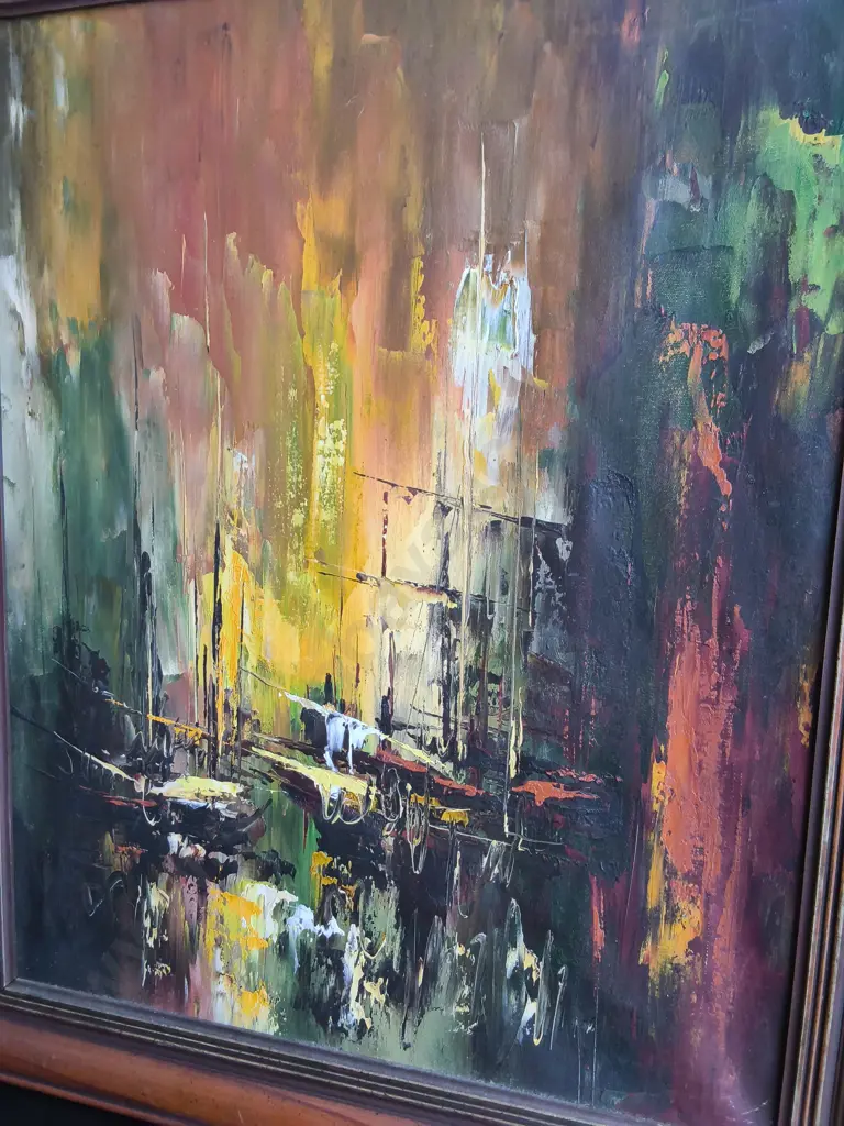 FRAMED ORIGINAL OIL PAINTING, H 63 CM Image 1++