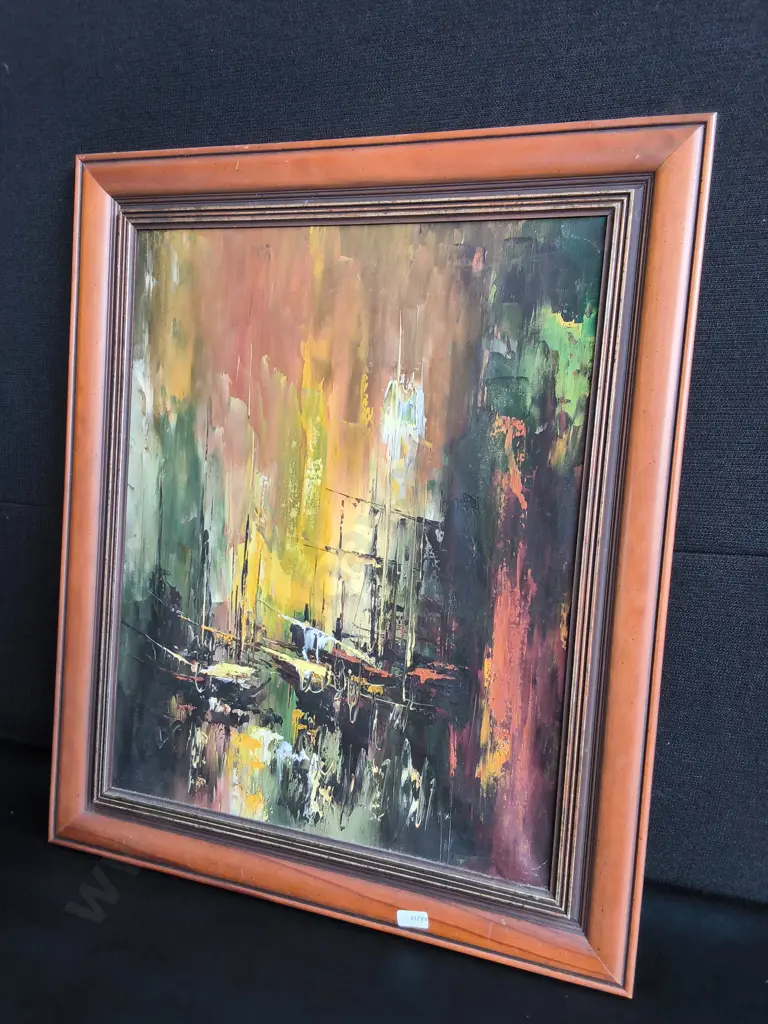 FRAMED ORIGINAL OIL PAINTING, H 63 CM Image 1++