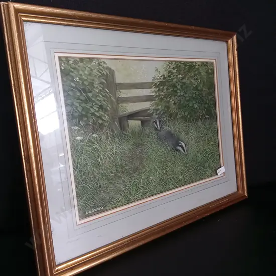 FRAMED BADGER PRINT