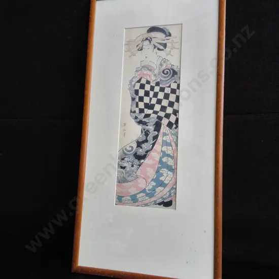 FRAMED JAPANESE PRINT, H 56 CM