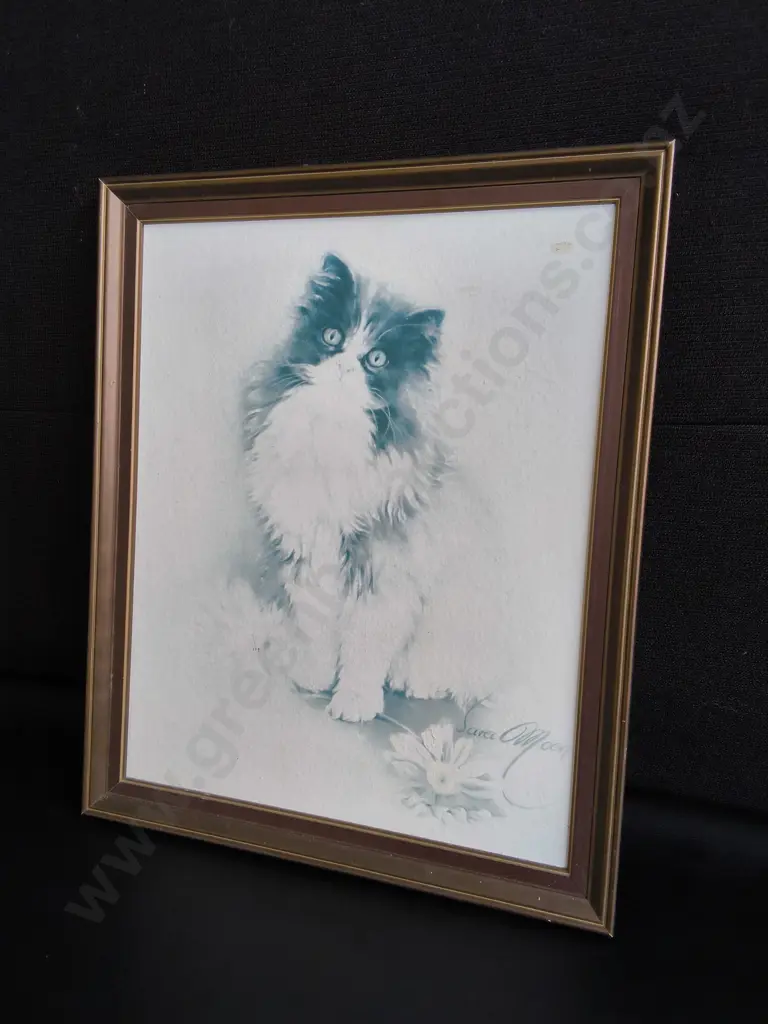 FRAMED SARA MOON CAT PRINT, H 49 CM Image 1++