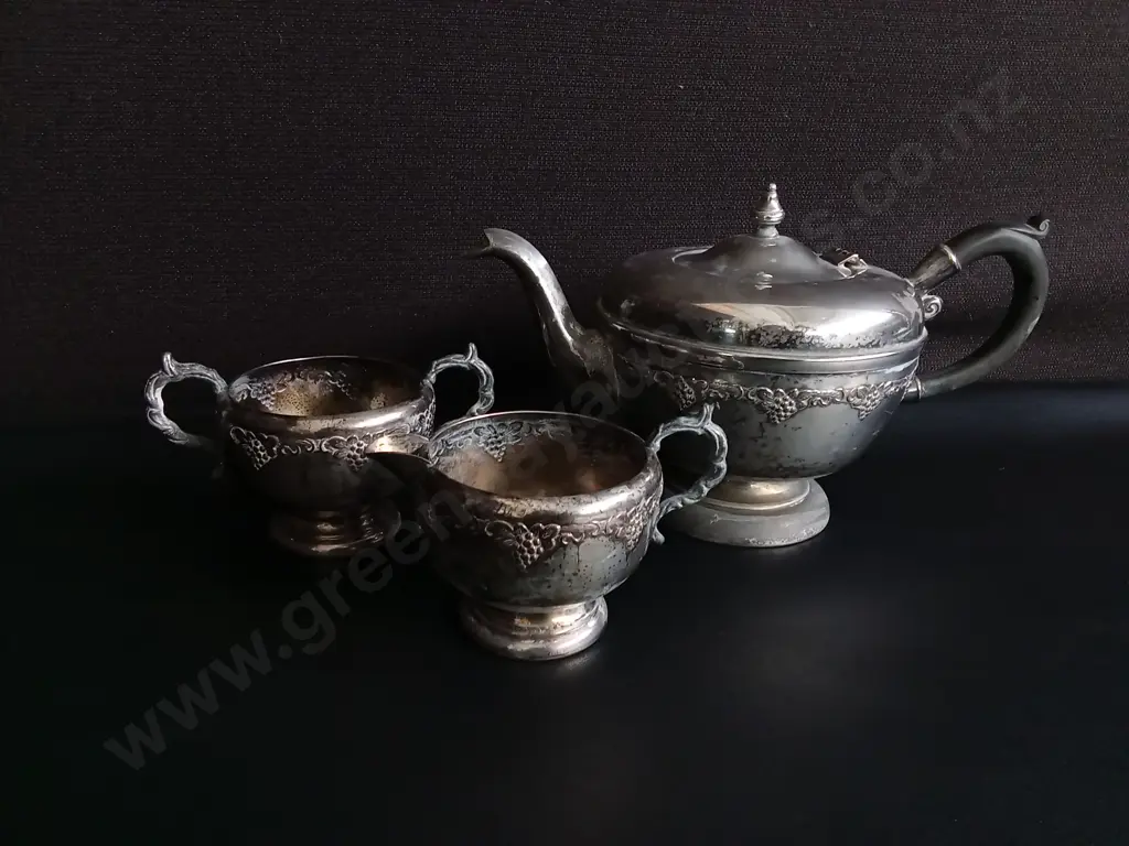 3 PIECES VIKING PLATE E.P. COPPER SILVER PLATED TEA SERVICE, TALLEST H 17 CM Image 1++