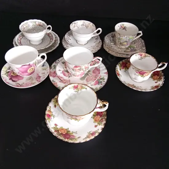 7 CUP AND SAUCER SETS INCLUDING ROYAL ALBERT AND WILLIAM JAMES