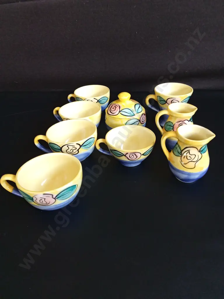 18 PIECE CHRISTINE HARRIS HAND PAINTED POTTERY Image 1++