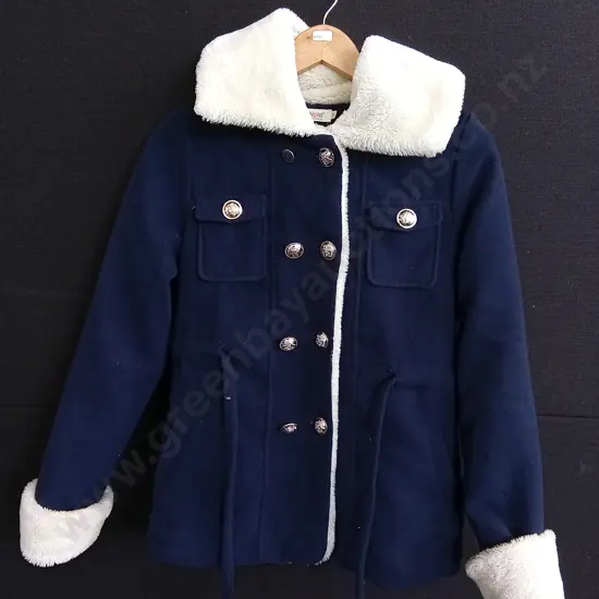WITH LELE FAUX FUR TRIM COAT SIZE M