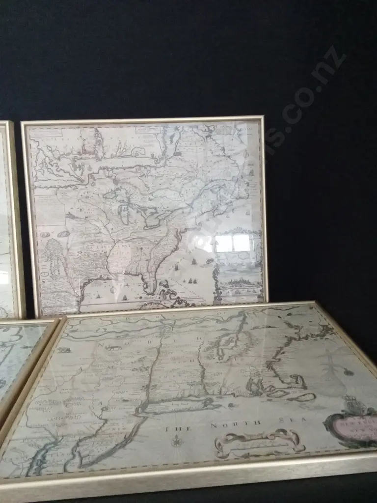 4 FRAMED MAPS LARGEST L51CM H37CM Image 1++