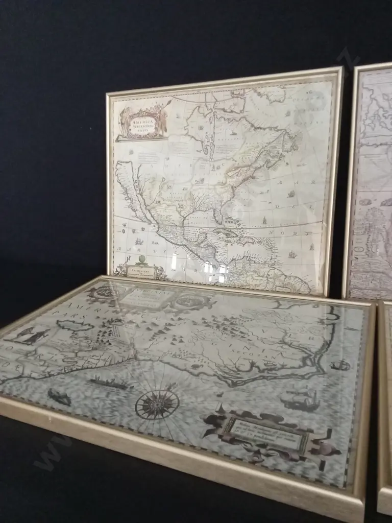 4 FRAMED MAPS LARGEST L51CM H37CM Image 1++