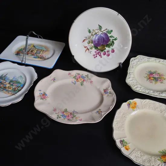 MIX OF VINTAGE PLATES, 6 PIECES, WIDEST W 28 CM